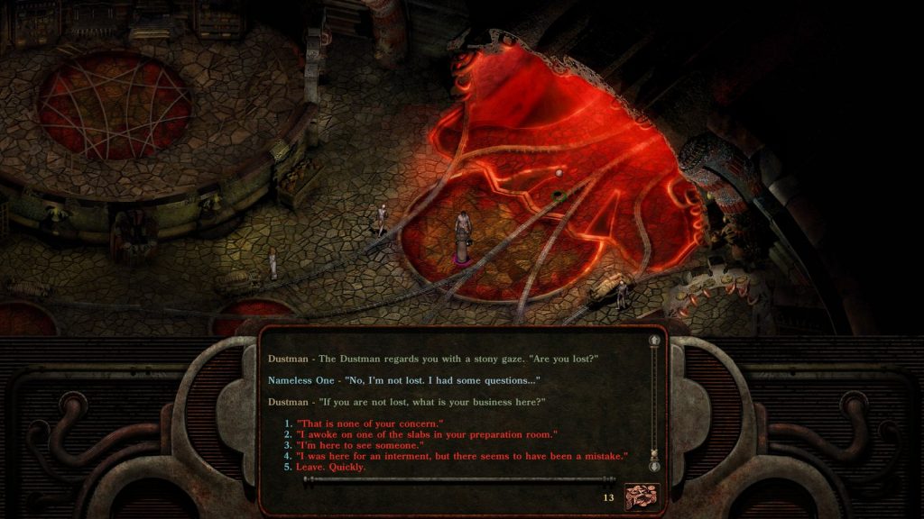 Isometric scene in the city of Sigil from Planescape: Torment Enhanced Edition