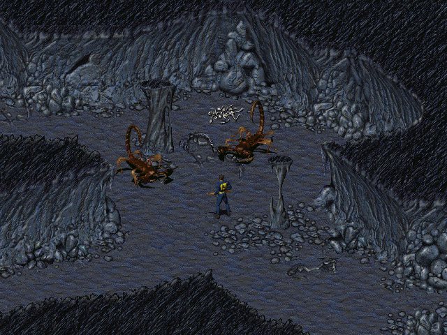 Screenshot from the original Fallout showing its retro-futuristic interface