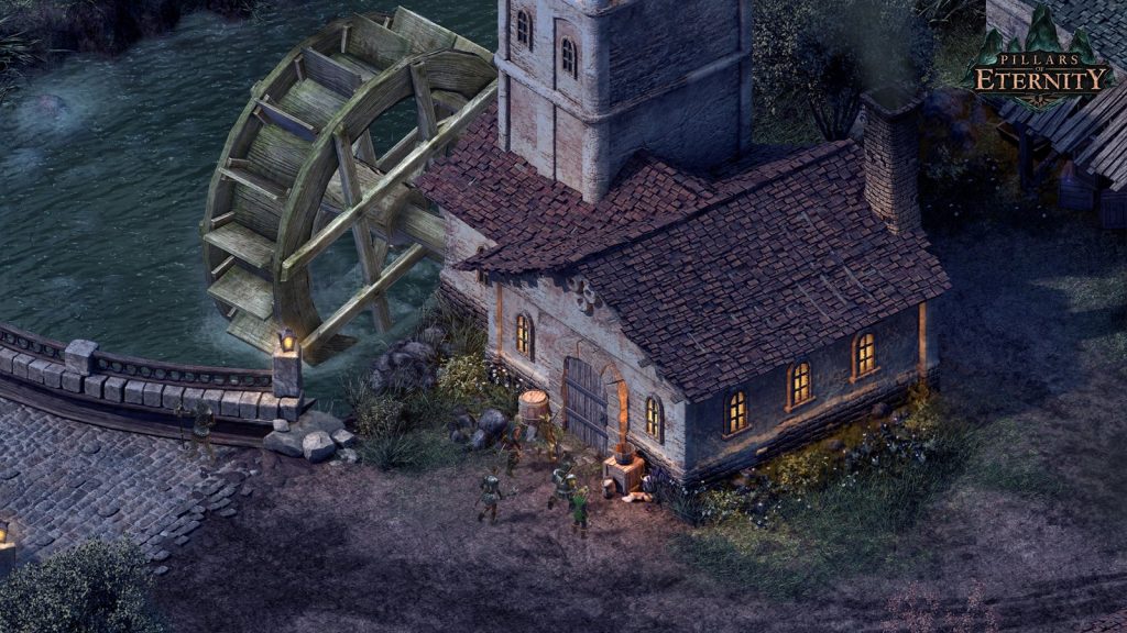 Party battle in Pillars of Eternity seen from an isometric view with paused combat orders
