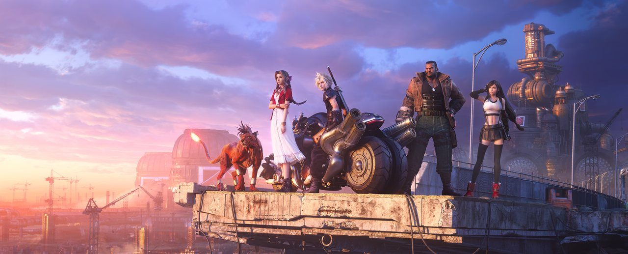 Final Fantasy VII Remake Intergrade key art with Cloud in front of Midgar